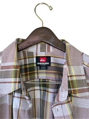 Quiksilver Plaid‎ SS Button Down Shirt XL Surf
